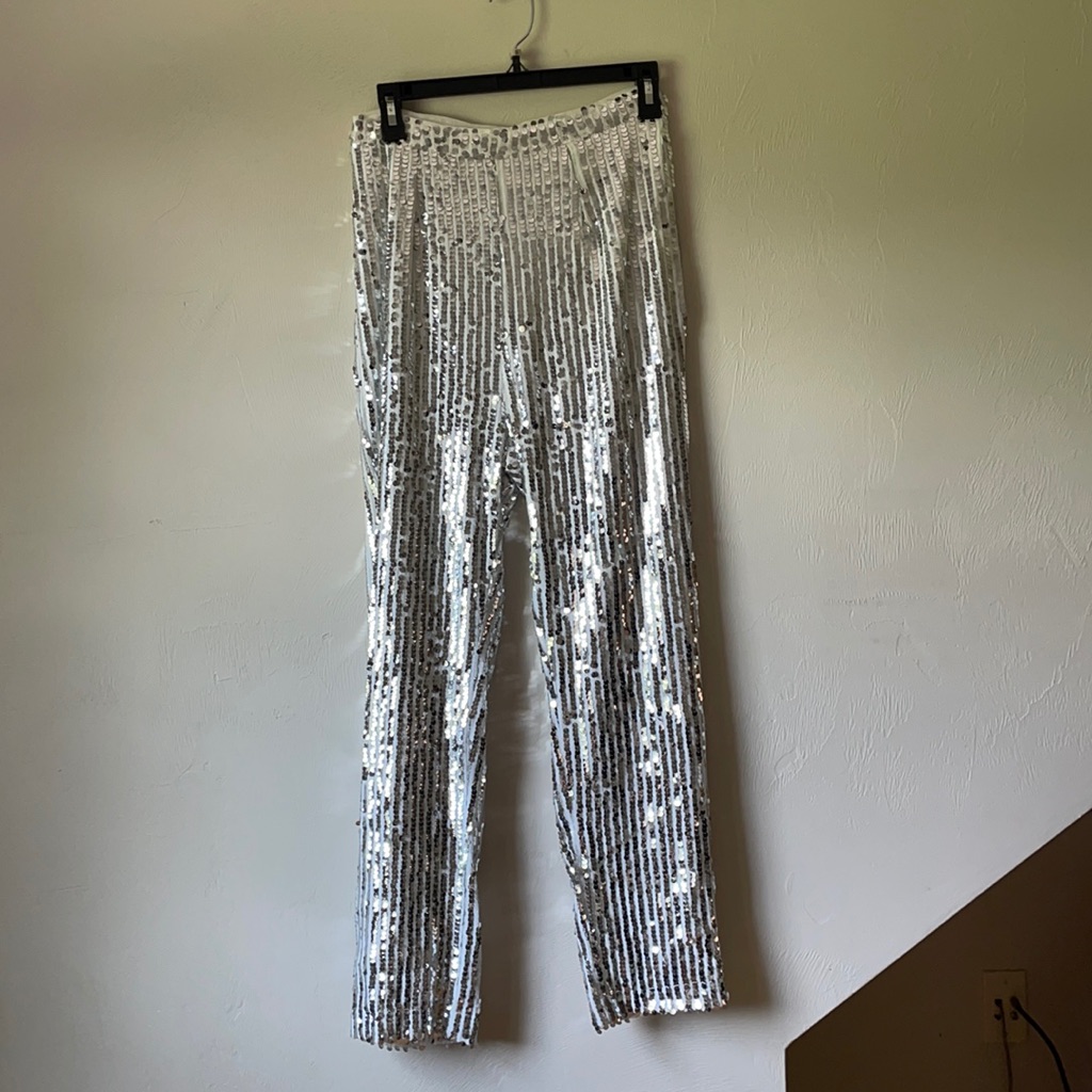 Superdown Silver Sequin Pants